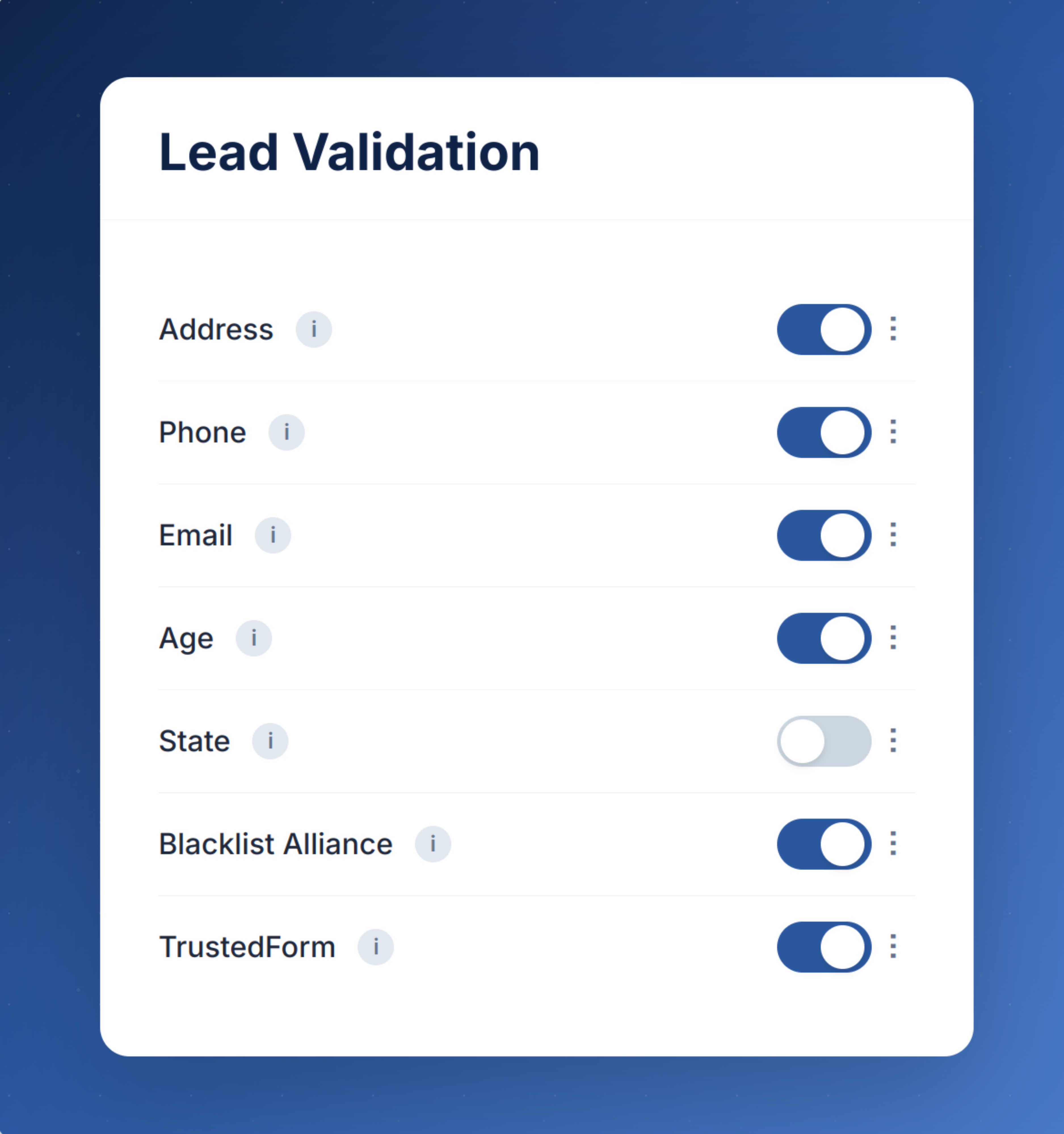 Opta Lead Validation Interface